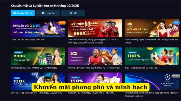 Khuyến mãi phong phú và minh bạch